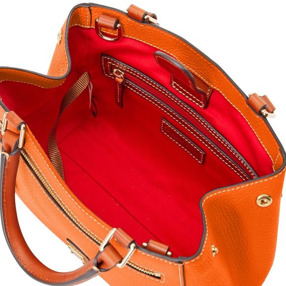 Dooney & Bourke Pebble Grain Small Zip Satchel - Clementine - Picture 3 of 4